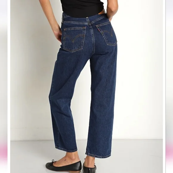 Levis Ribcage Straight Ankle Jean in dark indigo by Levi's. Ribcage Jeanwith its - Picture 3 of 11